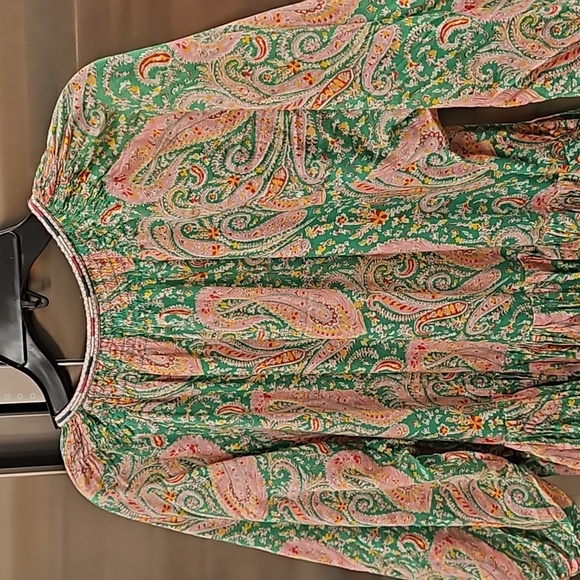 💕BA&SH💕 Odeon Robe Dress ~ Vert Green Paisley Print Large - Picture 15 of 16